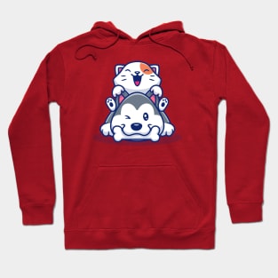 Cute Cat And Dog With Bone Hoodie